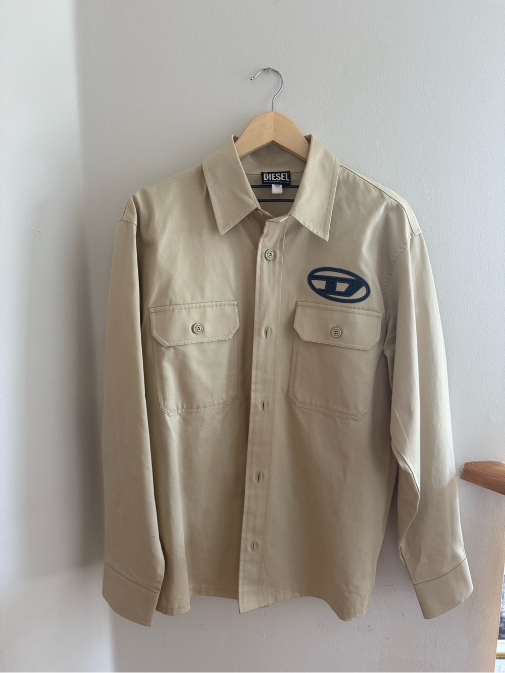 Diesel S-SAFFEL-MON utility button shirt with logo patch
